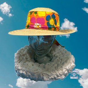 Tan Straw Tropical Bonnet Hat